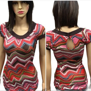WS228 Scoop Neck Almost Famous Rayon Blouse M